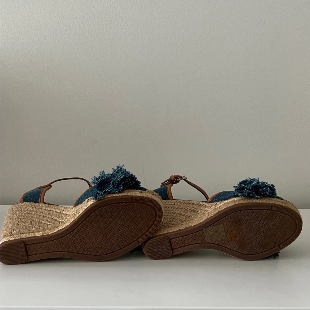 Tory Burch Blue Denim Y2K Wedge Sandals - Picture 4 of 6